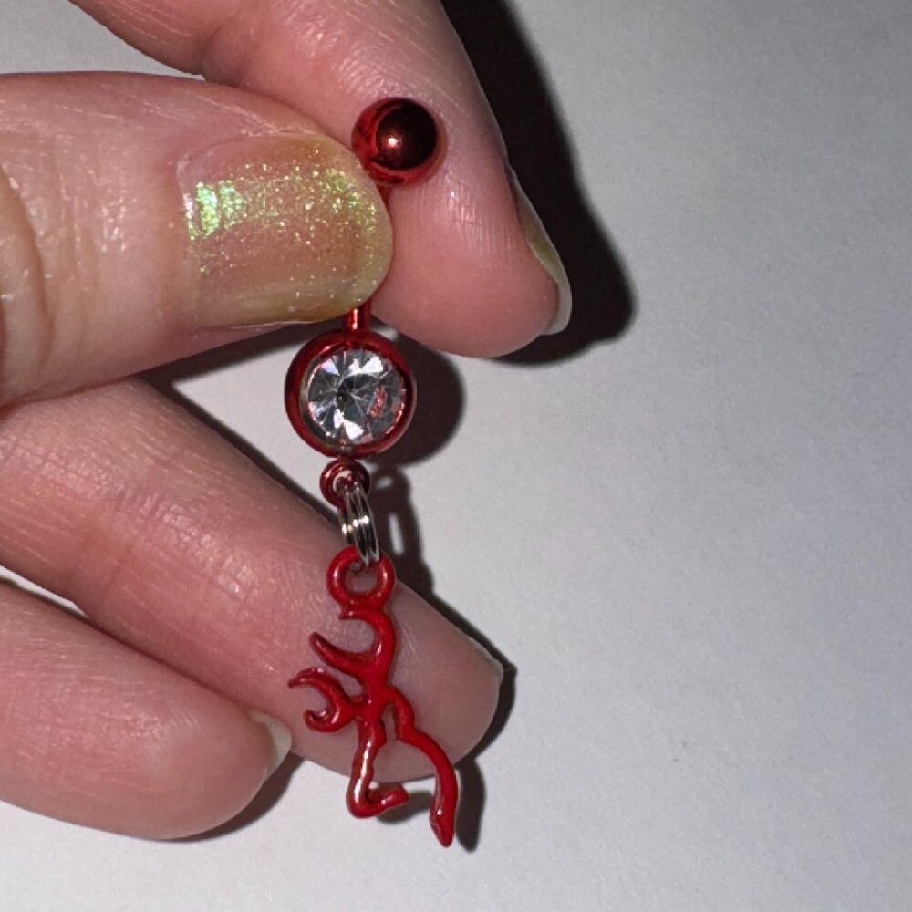 Red Titanium Browning Dangle Belly Ring
